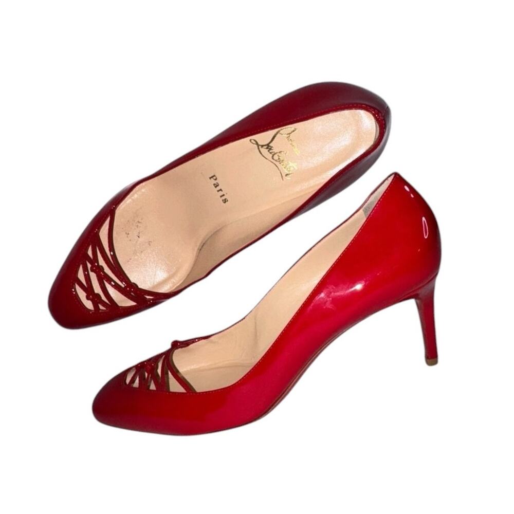 Christian Louboutin Basico 70 Red Patent Leather Strappy Heels 38
